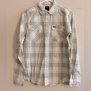 RVCA Men's NWOT Plaid Button Down Collared Shirt w/ Pearl‎ Snaps Buttons Small